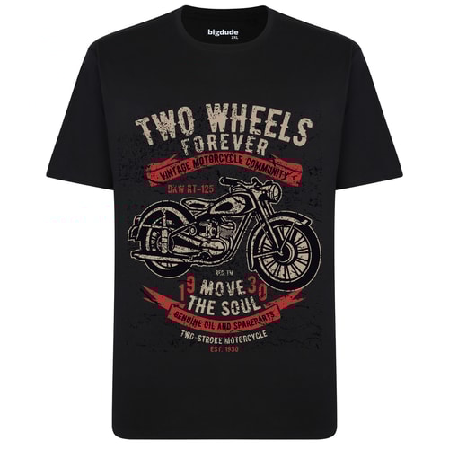 Bigdude Bike Print T-Shirt Black